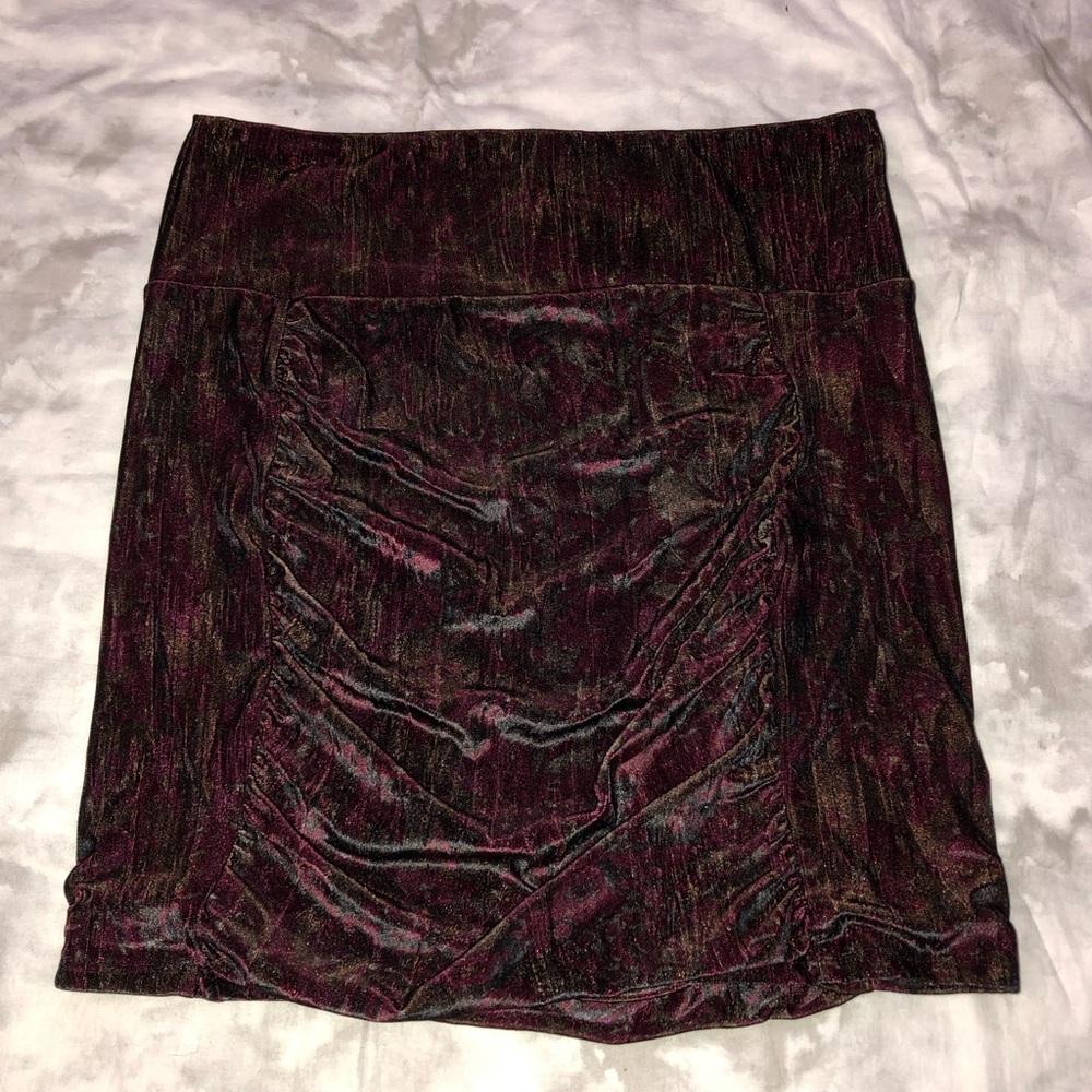 Free People Velvet Ruched Mini Skirt